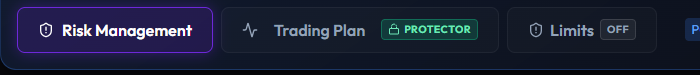 The Trading Plan in PROTECTOR mode. Until the checklist is at 100%, the entry does not go through.